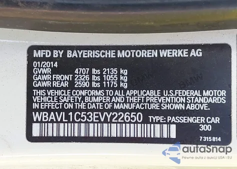 2014 BMW X1 xDrive28I из США, поврежденный, VIN WBAVL1C53EVY22650